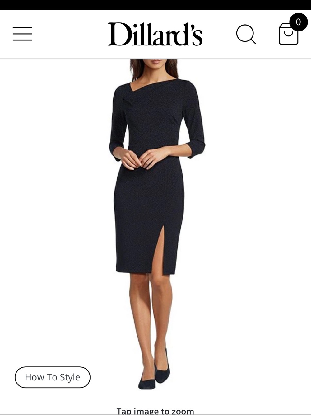 Calvin Klein Black Midi Sheath Dress with Side Slit